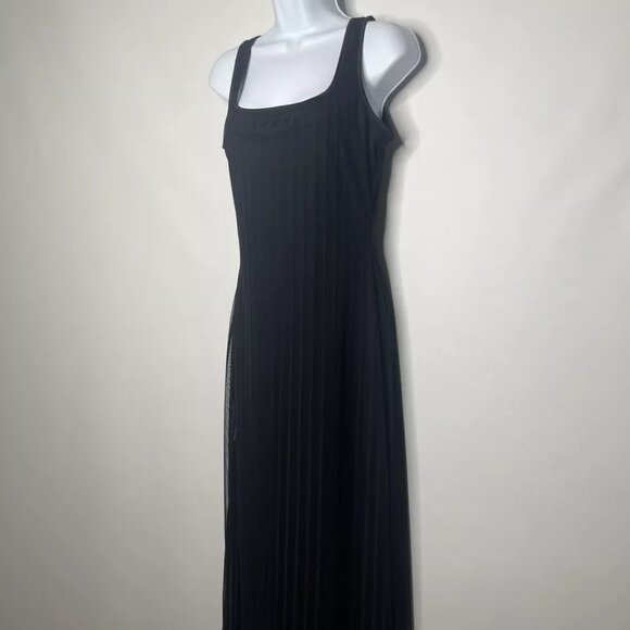 Vintage 90s Explosion Striped Sheer Black Mesh Maxi Column Dress - Picture 7 of 8